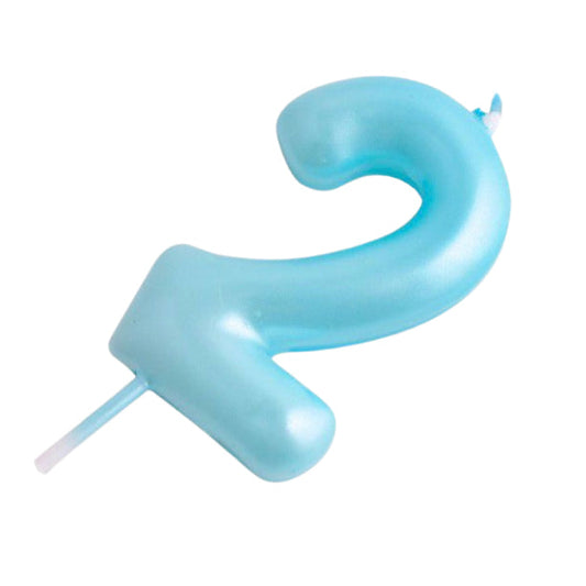 Vela Número Cumpleaños Metálica Azul 6cm