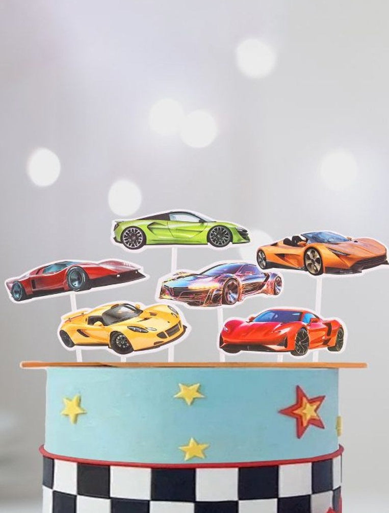 Toppers Coches Deportivos para Tarta 6 uds