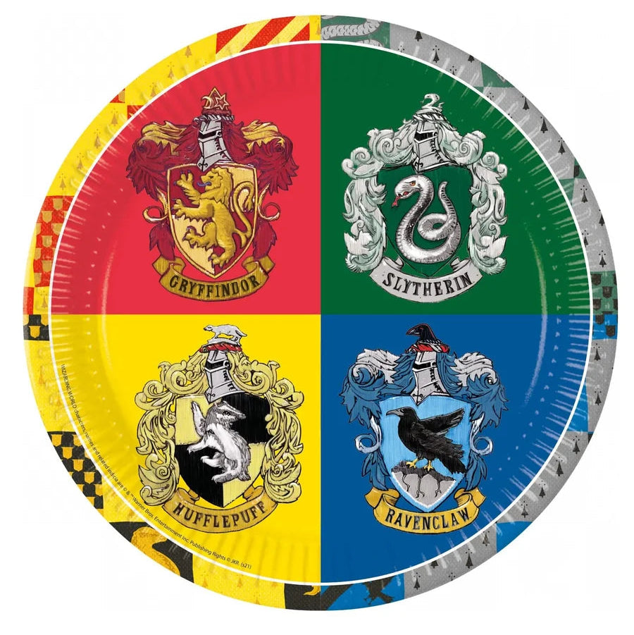 Platos de papel Harry Potter Casas de Hogwarts 23 cm 6 uds