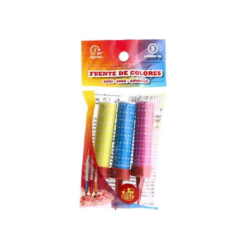 Pack 3 Bengalas de Colores 6cm