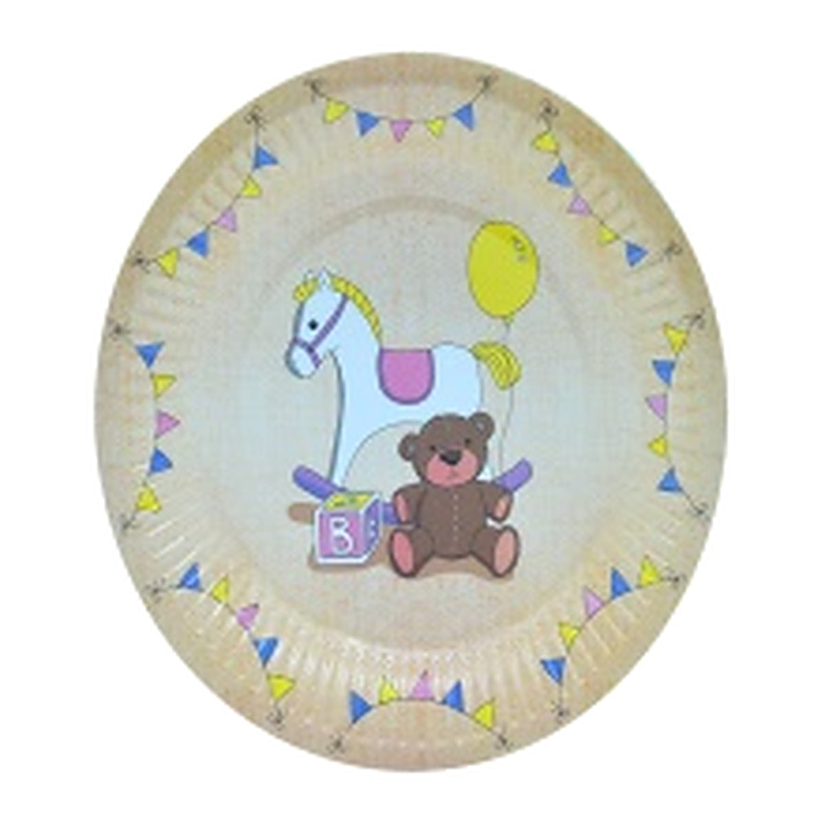 Platos de Cartón Ositos y Caballito 23 cm 12 uds