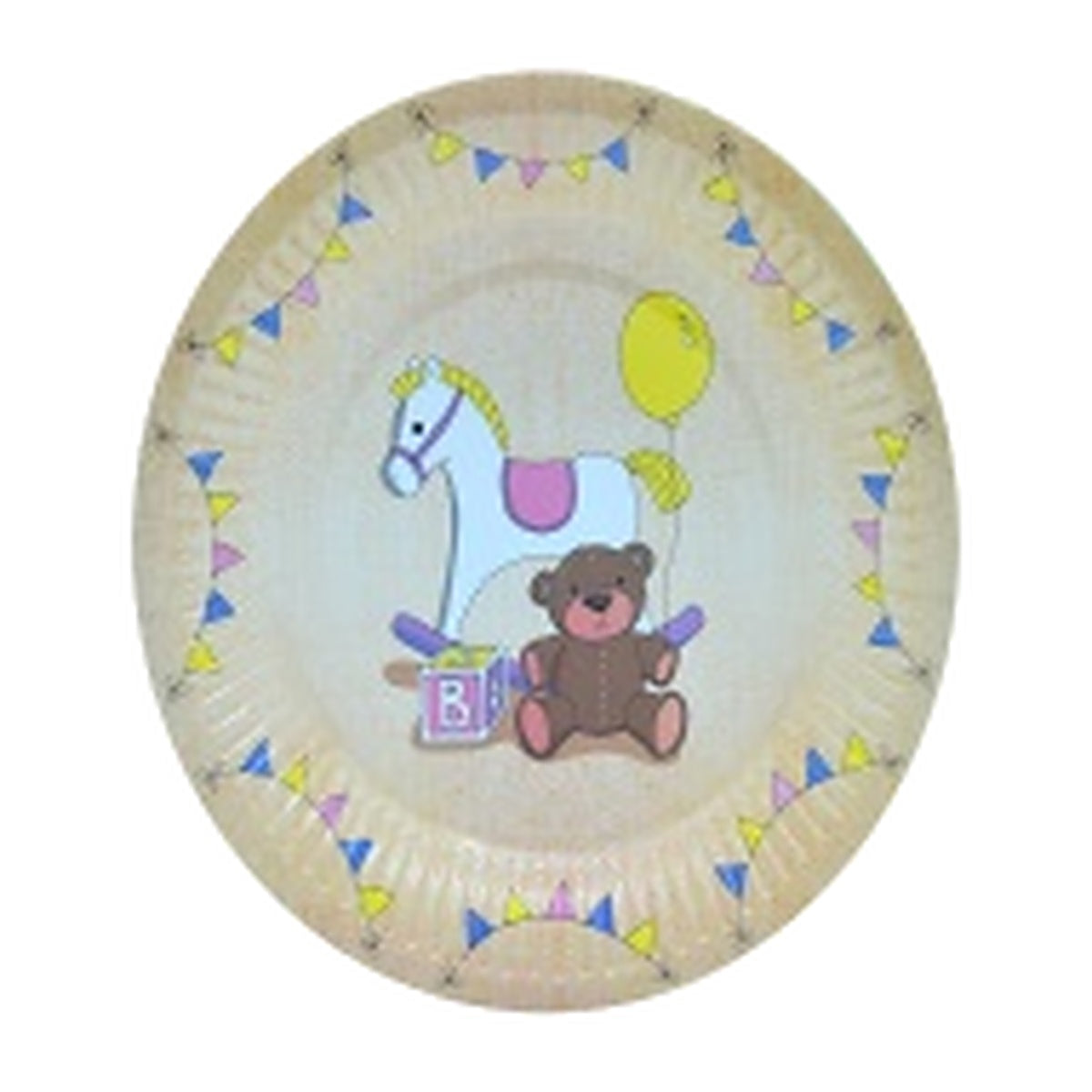 Platos de Cartón Ositos y Caballito Beige 18 cm 12 uds
