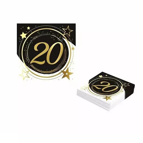 Servilletas Cumpleaños 18/20/30/40/50/60 Años 16x16cm 20uds