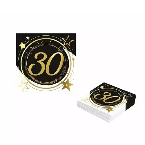 Servilletas Cumpleaños 18/20/30/40/50/60 Años 33x33cm 12uds - 30 años - imagen 3