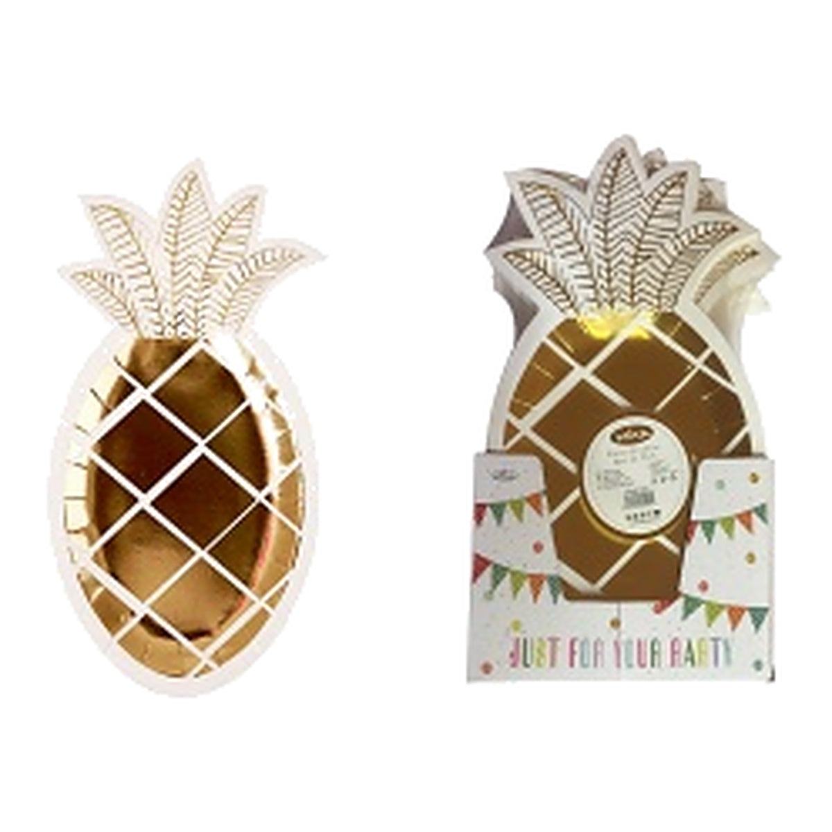 Platos de Cartón Piña Dorada 18 cm 6 uds