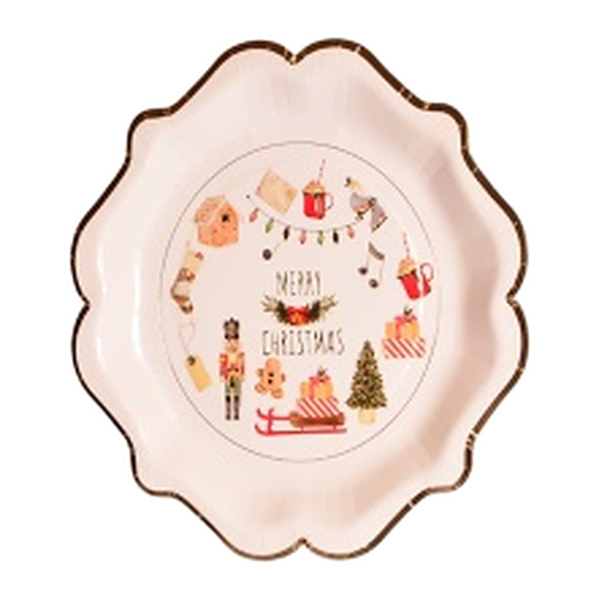 Platos de Cartón Cascanueces Merry Christmas Rosa 23 cm 6 uds