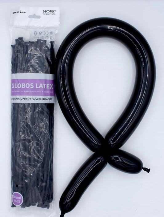 Globos Látex Largos 260s Colores Sólidos Pack 50 uds