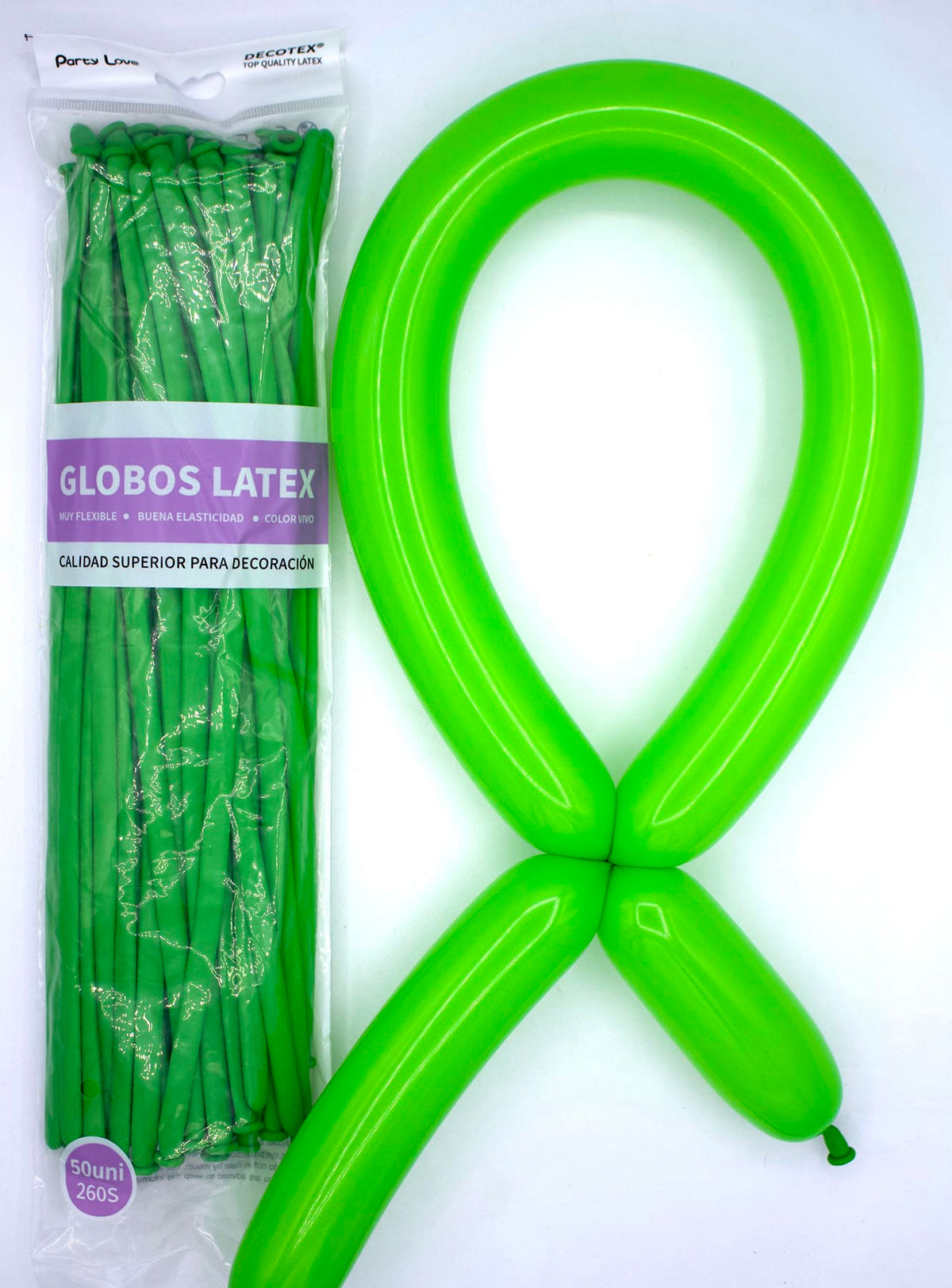 Globos Látex Largos 260s Colores Sólidos Pack 50 uds - Verde - imagen 10