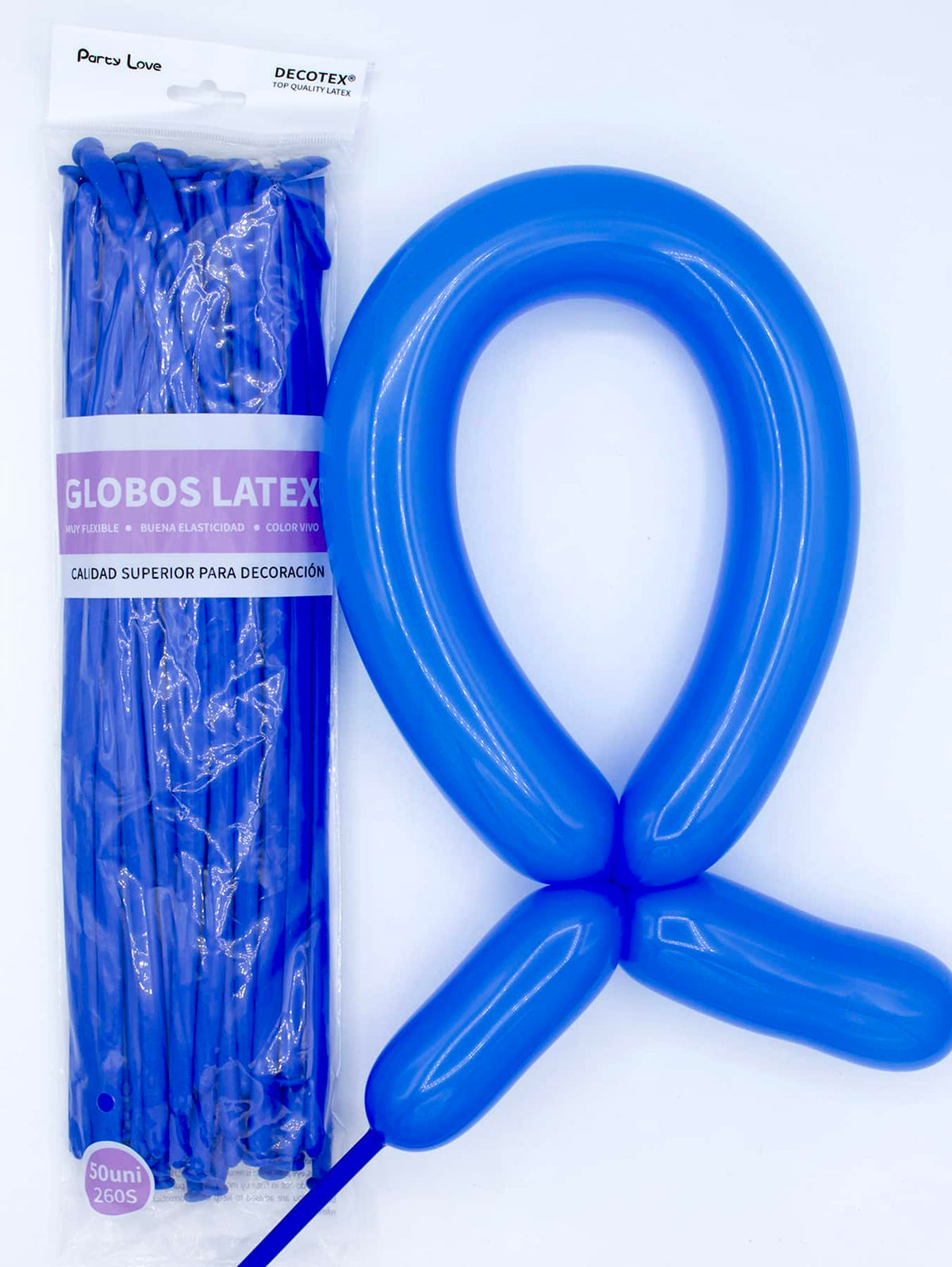 Globos Látex Largos 260s Colores Sólidos Pack 50 uds - Azul oscuro - imagen 8