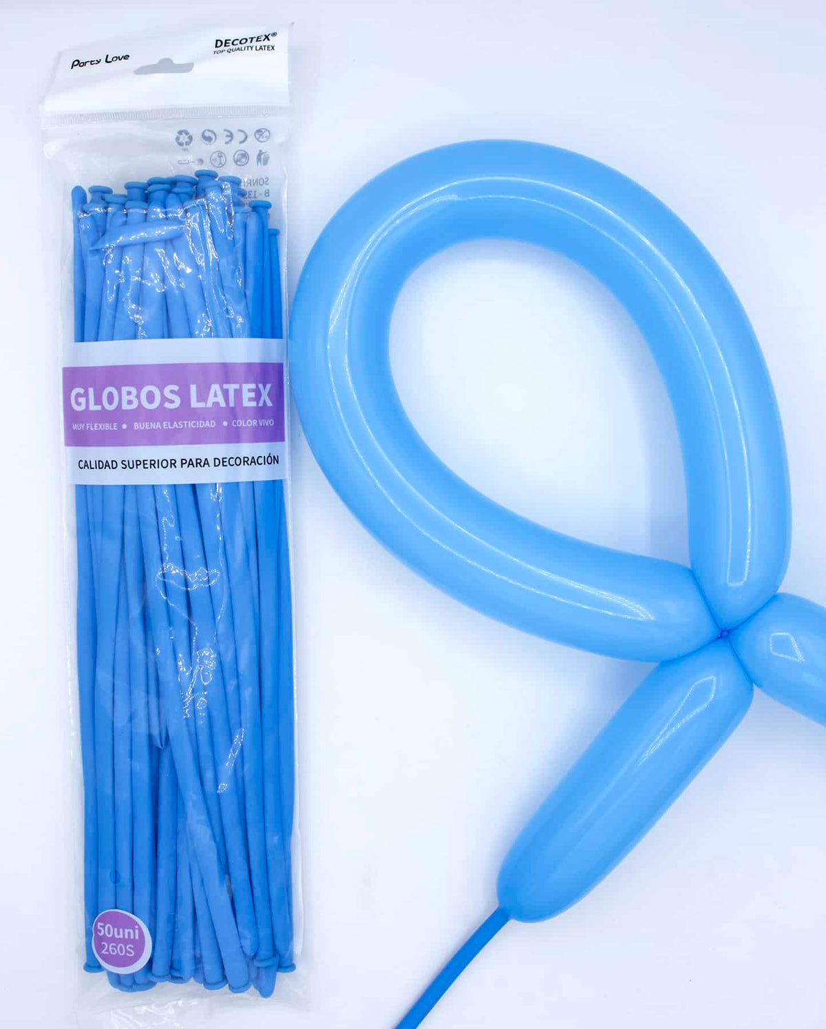 Globos Látex Largos 260s Colores Sólidos Pack 50 uds - Azul - imagen 7