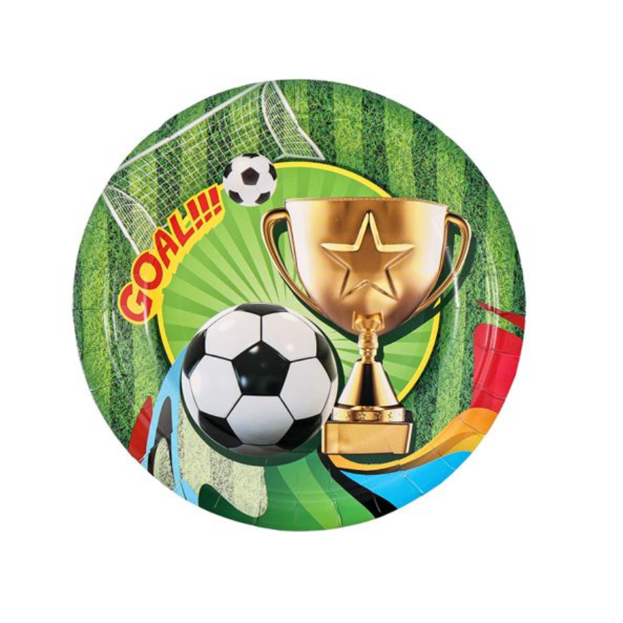 Plato Cartón Temática Goal Fútbol 23 cm 6 uds