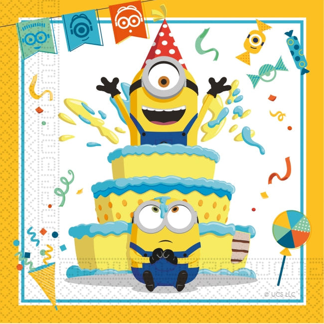 Servilletas Papel Minions El Ascenso de Gru 33x33 cm 20 uds