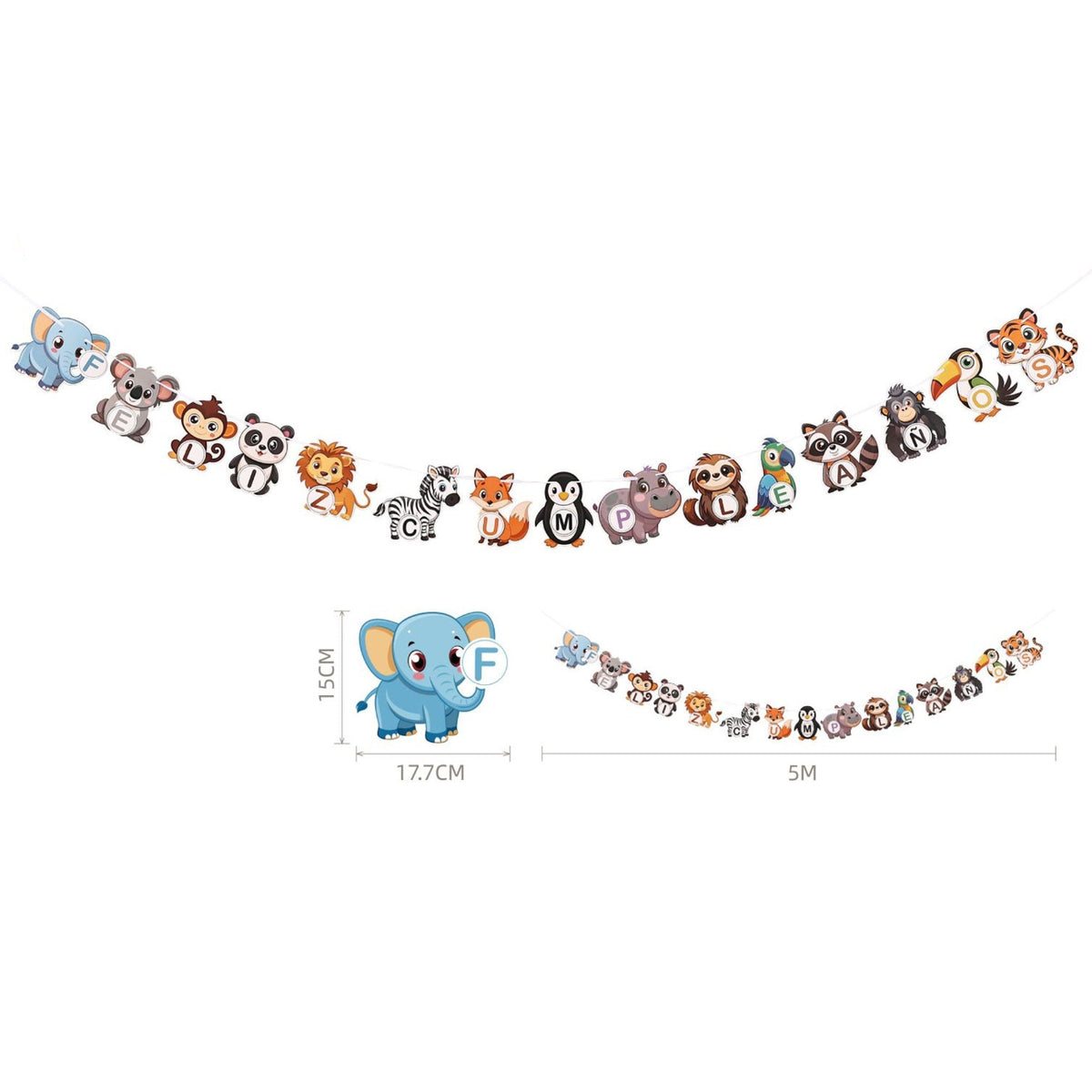 Guirnalda Feliz Cumpleaños Animales 5 m 15 piezas