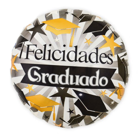 Globo Foil Redondo 45cm Felicidades Graduado