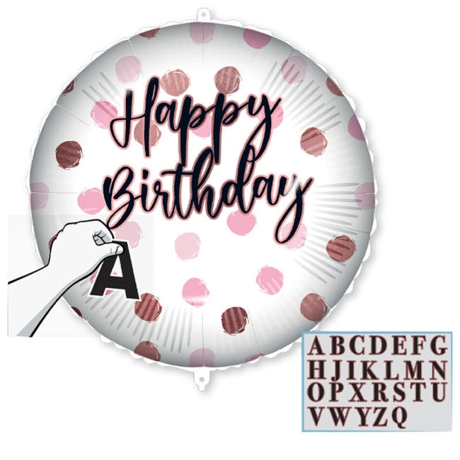 Globo Foil Happy Day Personalizable 46 cm – Rosa con Puntos