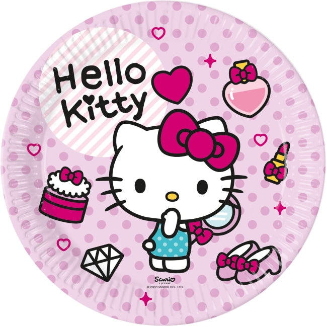Platos de Papel 23cm Hello Kitty Fashion FSC 8uds