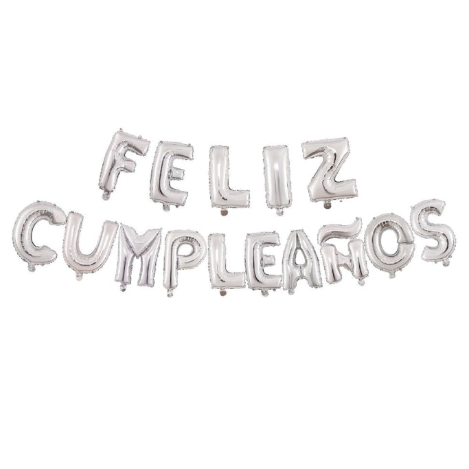 Globos Foil Letras 'Feliz Cumpleaños' plata