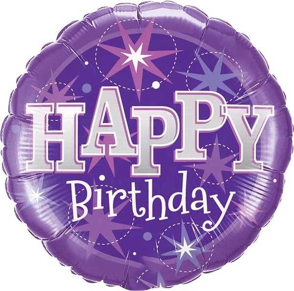 Globo Foil Redondo Happy Birthday Morado 45 cm