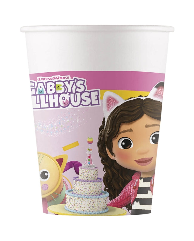 Vasos de Papel Casa Muñecas de Gabby 200ml Pack 8 uds