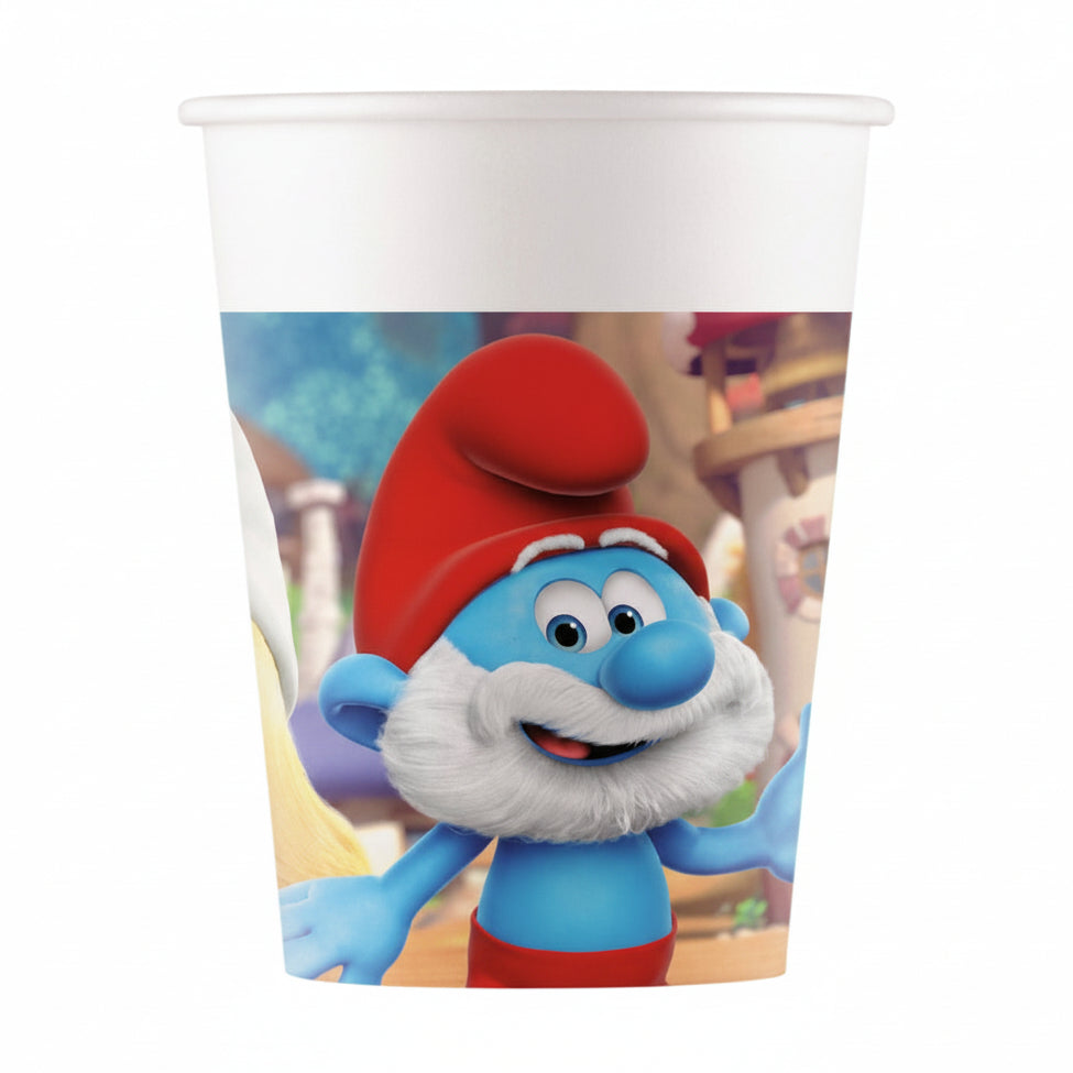 Vasos de Papel Pitufos 200ml Pack 8 uds