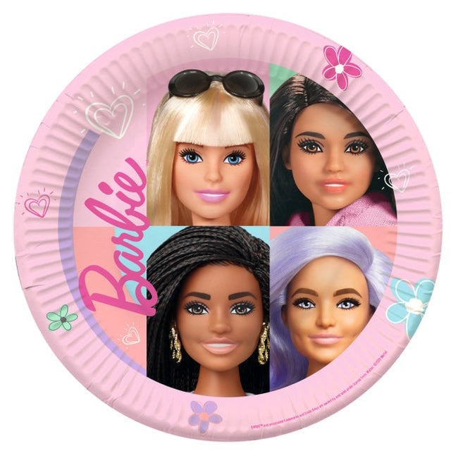Platos de Papel 23cm Barbie Dulce 8uds