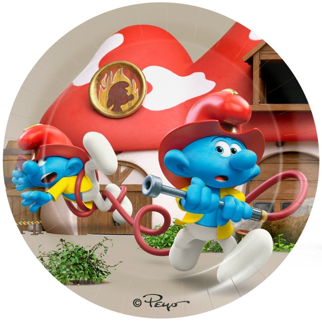 Platos de Papel 23cm Pitufos 8uds