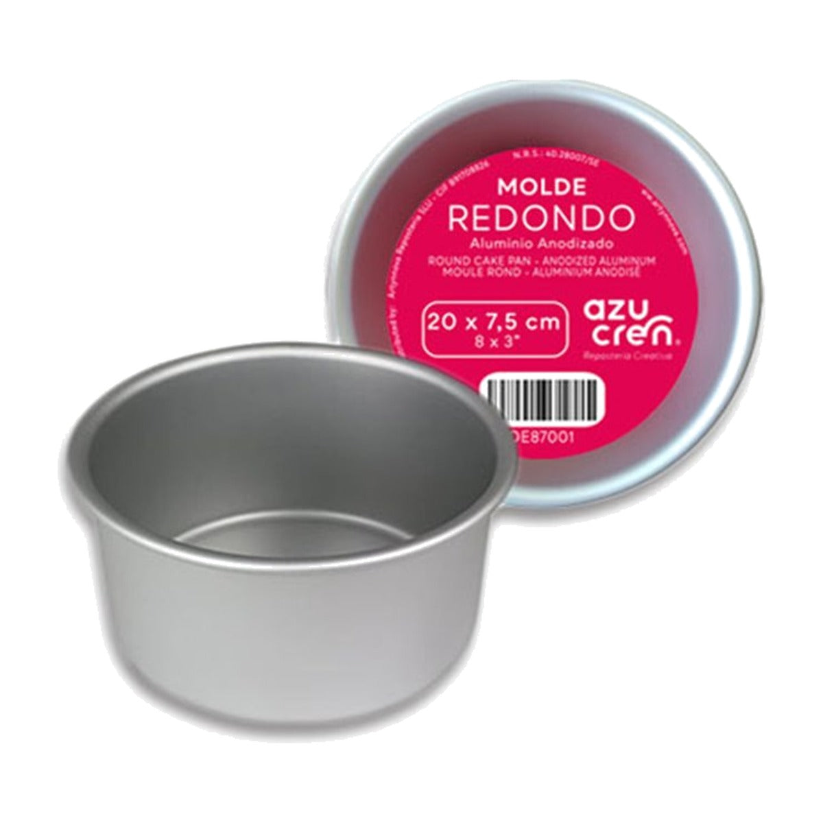 Molde Redondo de Aluminio Anodizado 7,5 cm de Altura - 20 x 7,5 cm