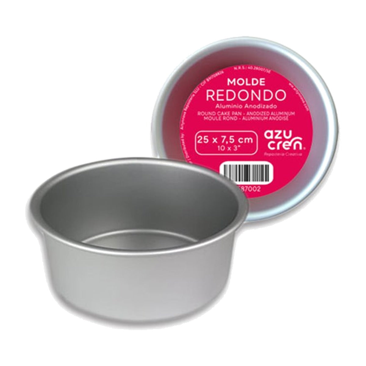 Molde Redondo de Aluminio Anodizado 7,5 cm de Altura - 25 x 7,5 cm