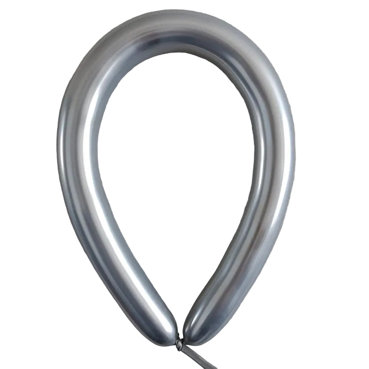 Globos Látex Cromados Largos 260s Pack 50 uds - Plata cromado - imagen 2