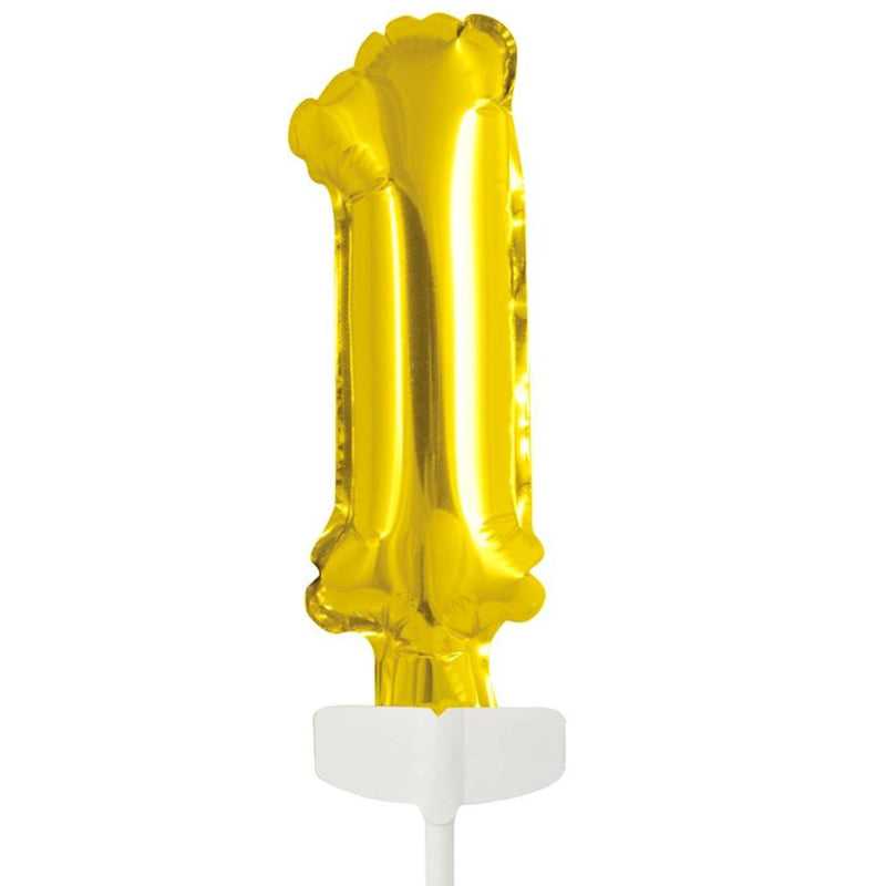 Globo Foil Número Dorado Topper para Tarta 13 cm 0 al 9