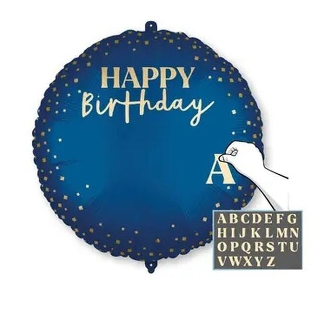 Globo Foil Happy Birthday Personalizable 46 cm – Azul