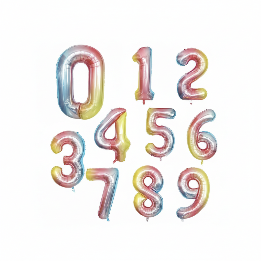 Globo Foil Número Gigante Aluminio 100cm (40") Muticolor