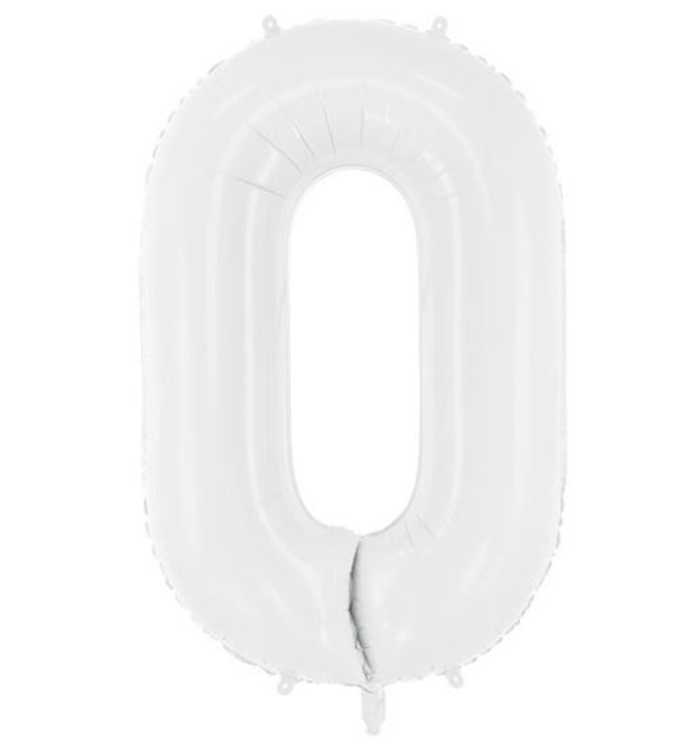 Globo Foil Número Gigante Aluminio 100cm (40") Blanco