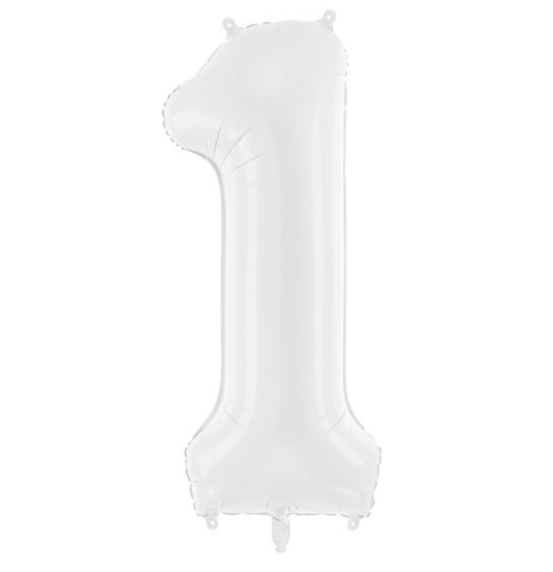 Globo Foil Número Gigante Aluminio 100cm (40") Blanco