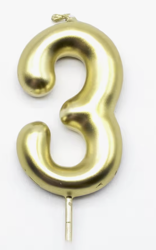 Vela Números 0-9 Dorado