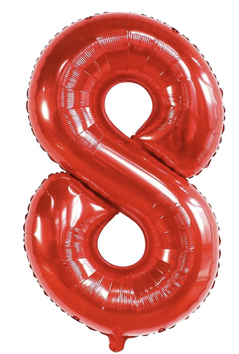 Globo Foil Número Gigante Aluminio 100cm (40") Rojo - 8 - imagen 6