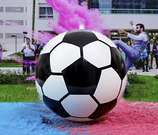 Set Balón Fútbol Gender Reveal 14 cm con Polvo Holi