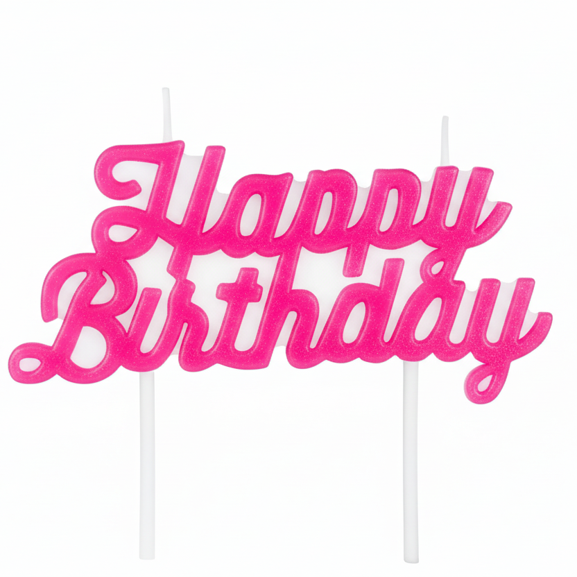 Vela happy Birthday Rosa 11,5x4,9x1,2cm Cera