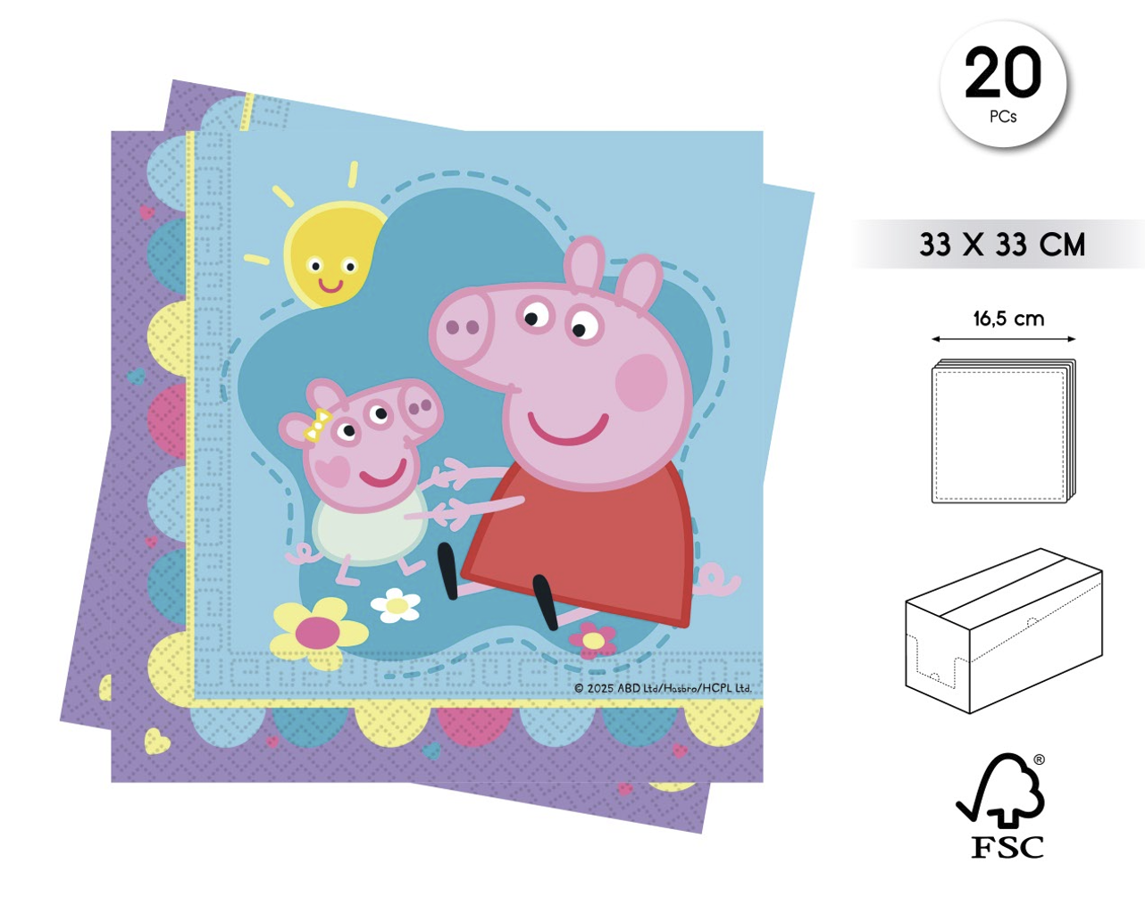 Servilletas Peppa Pig 33x33cm 20uds