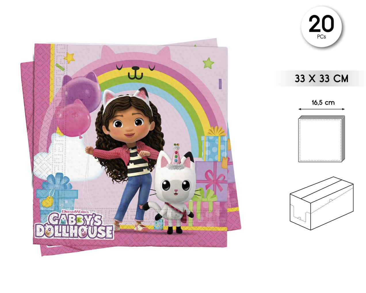 Servilletas Gabby's Dollhouse 33x33cm 20uds