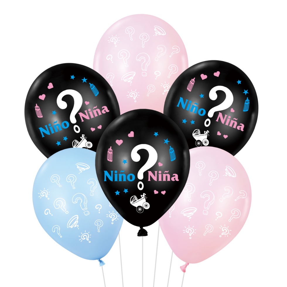 Set Globos Látex Gender Reveal 6 Uds