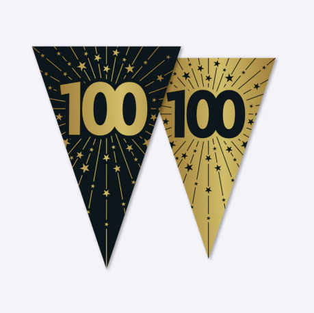 Guirnalda Oro Negro Cumpleaños 18, 20, 25, 30, 40, 45, 50, 60, 70, 80, 90, 100 Años | 10 m