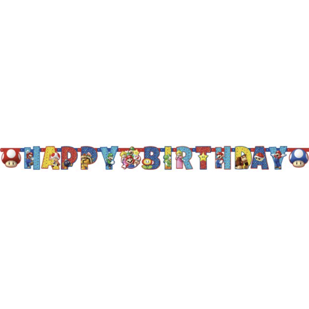 Guirnalda Happy Birthday Super Mario 1.9 m