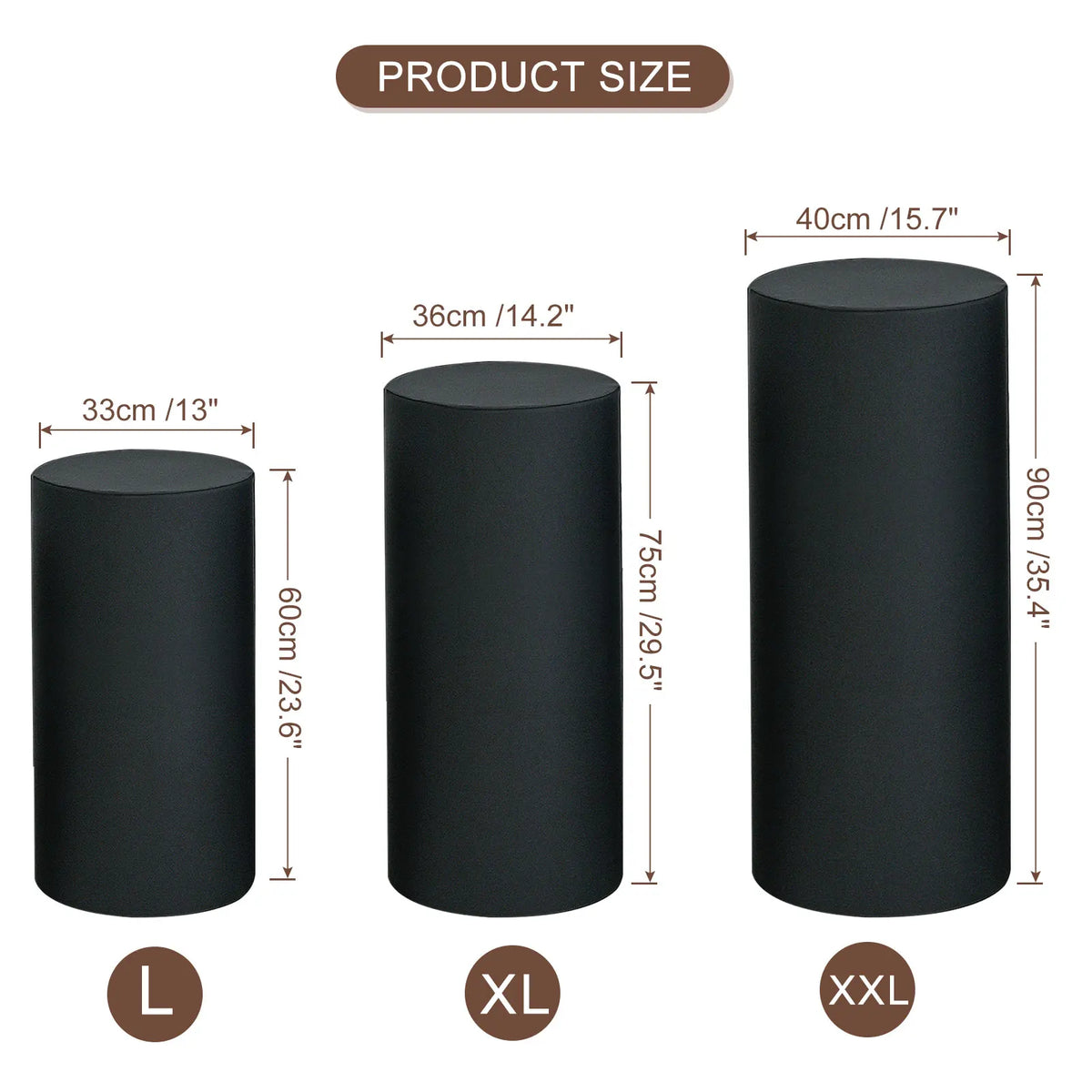 Fundas Elásticas para Pedestales Cilíndricos - Set de 3 Piezas - Negro - imagen 8