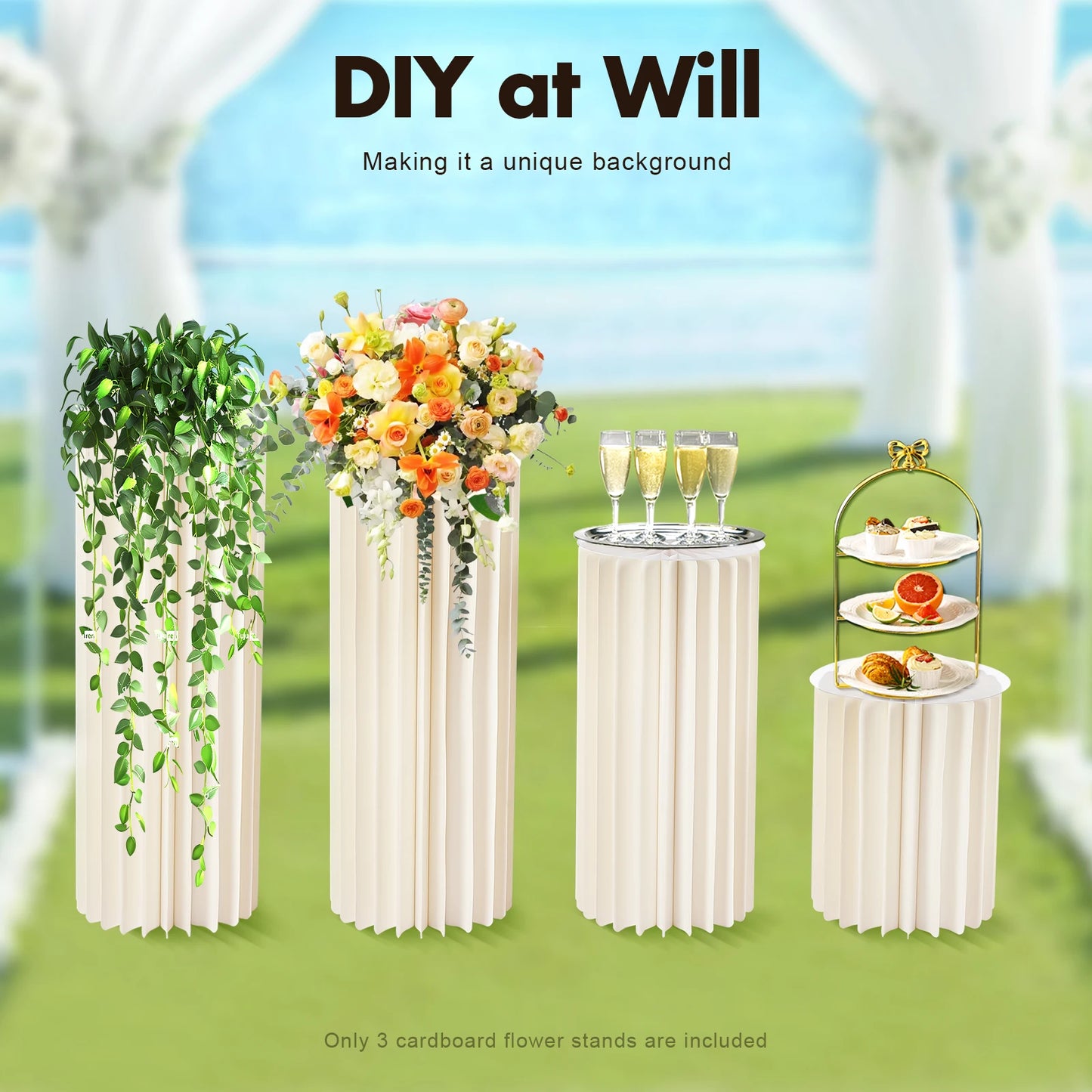 Soporte de Flores Cartón Panal Cilindro PVC Plegable