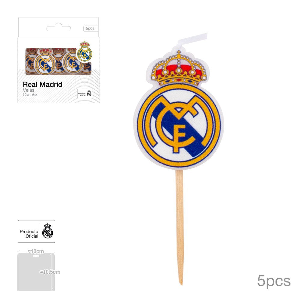 Velas Escudo Real Madrid Cumpleaños 5 uds