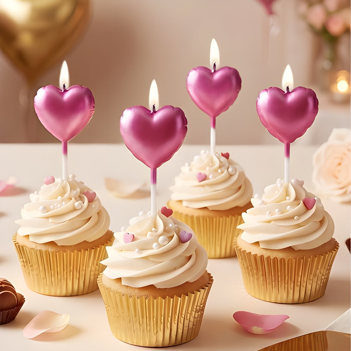 Velas Corazón para Tarta 5 uds