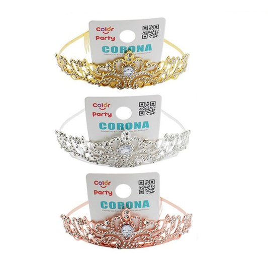 Corona Tiara de Metal con Strass y Peinetas 13 cm