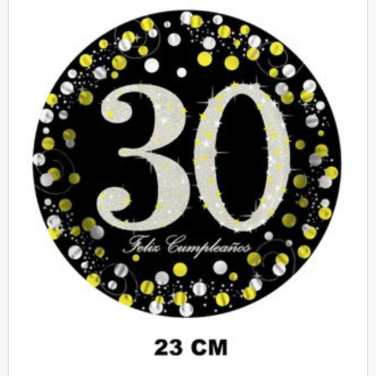 Platos Cumpleaños 18/30/40/50/60 Años 23cm 6uds