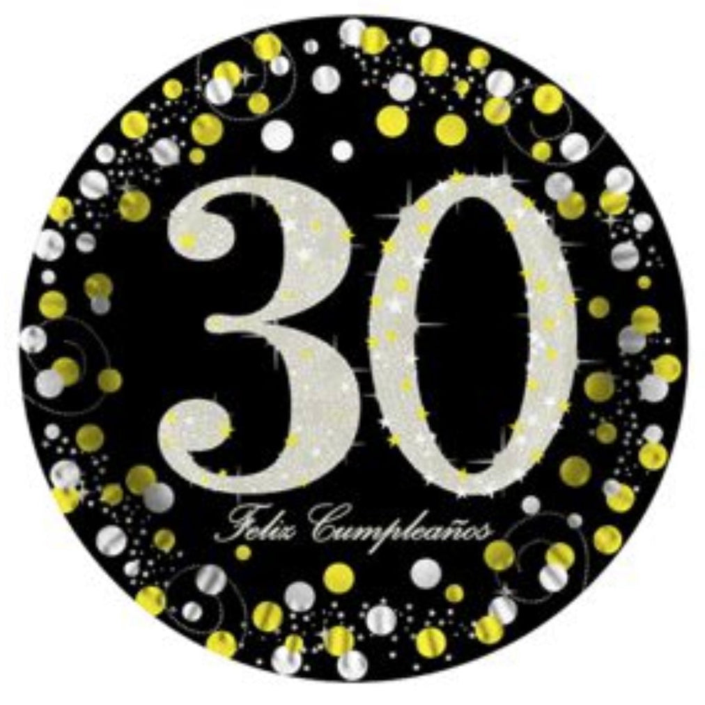 Platos Cumpleaños 18/30/40/50/60 Años 23cm 6 uds - 30 años - imagen 2